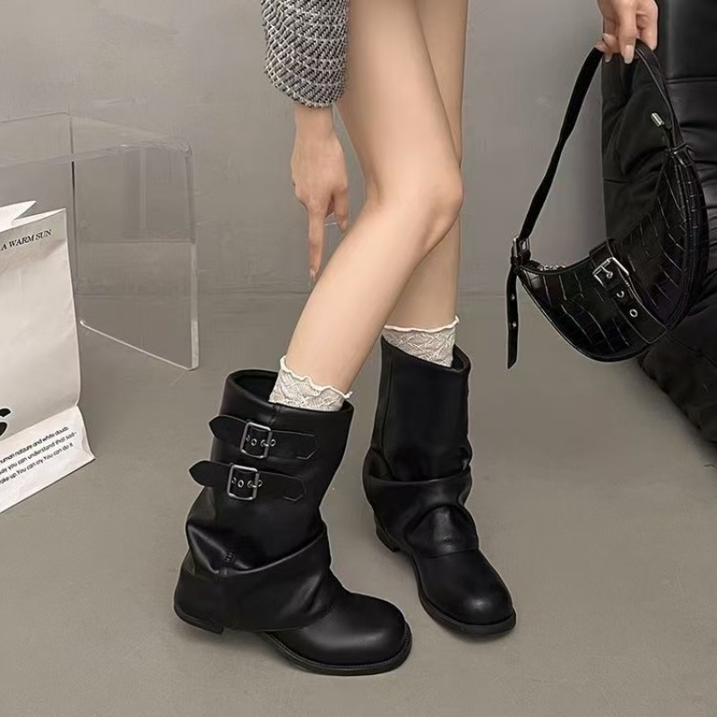 No Show Sock Women - Botas Negras de Media Pantorrilla para